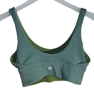 Lululemon Align Reversible Bra Tidewater Teal Bronzed Green Nulu Size 6 LW2CYOS